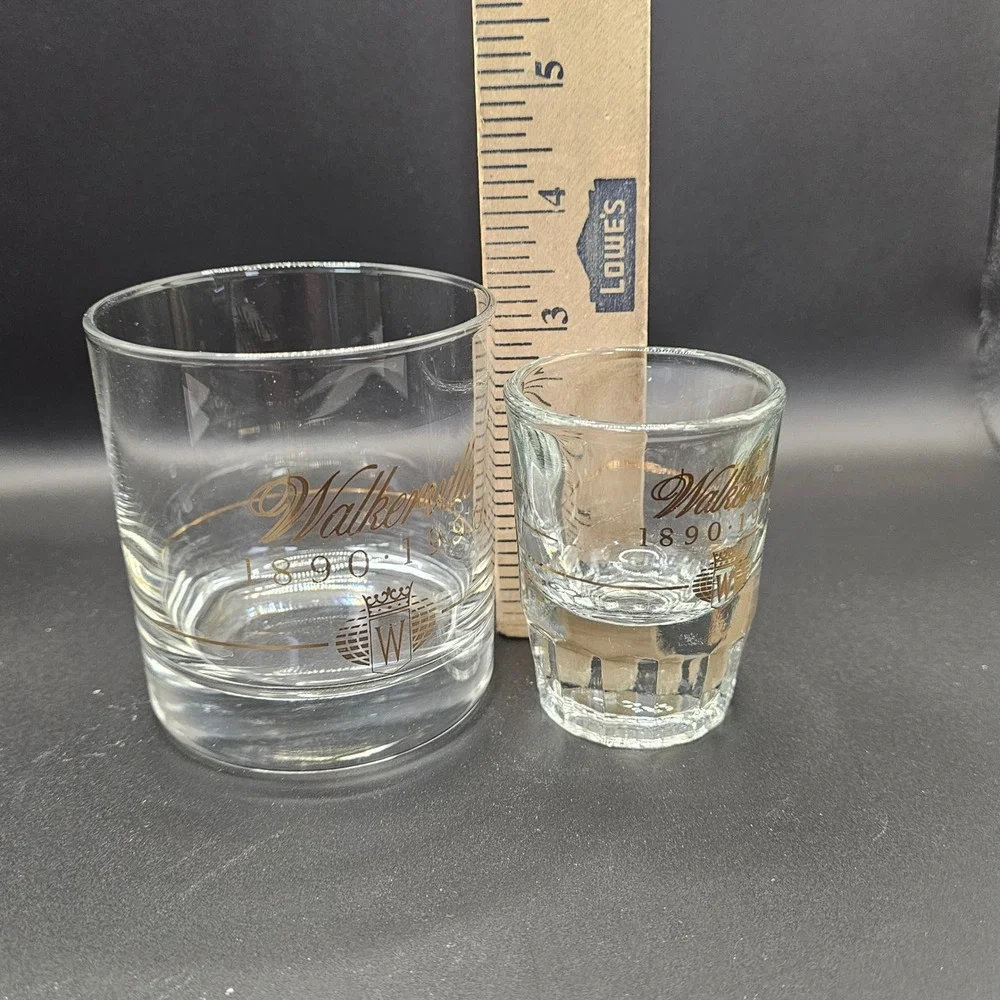 Walkerville 1890-1990 Cutler Toronto 22K‎ Gold Whiskey Rocks Shot Glass Set